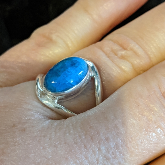 Blue Apatite 925 Silver Ring, Size 7 - Picture 6 of 6